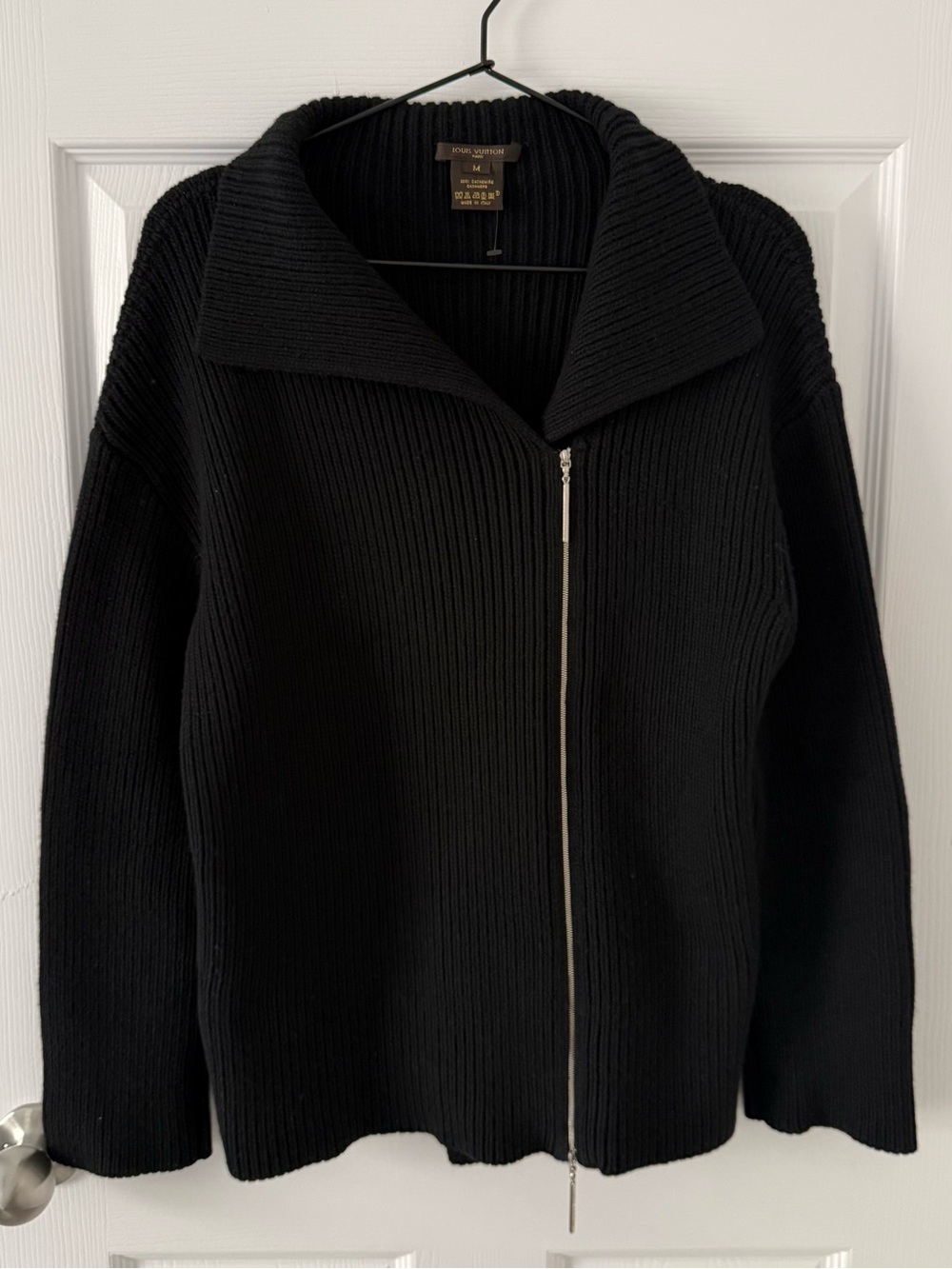 Louis Vuitton Black cashmere Ribbed Zip-Front Jacket size M